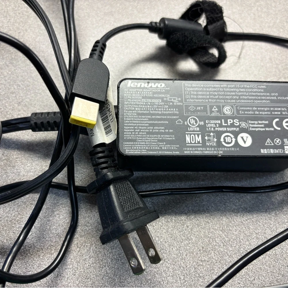{Lenovo} Lenovo Black Power Cord AC Adapter Model ADLX45NLC2A laptop charger